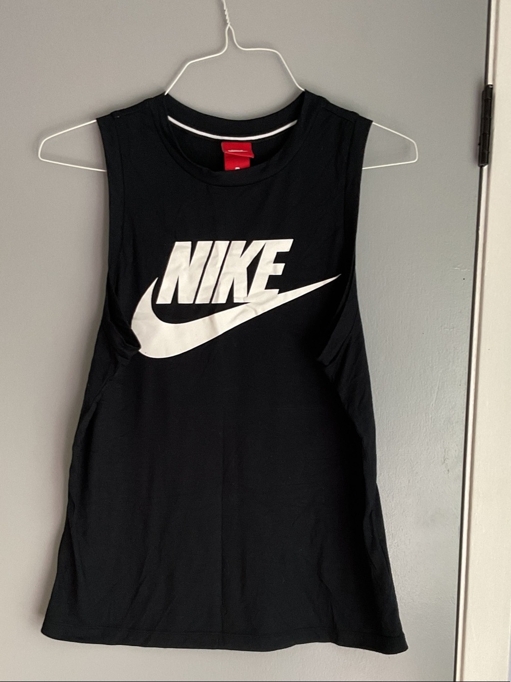 Nike Black Muscle Tank with White Logo